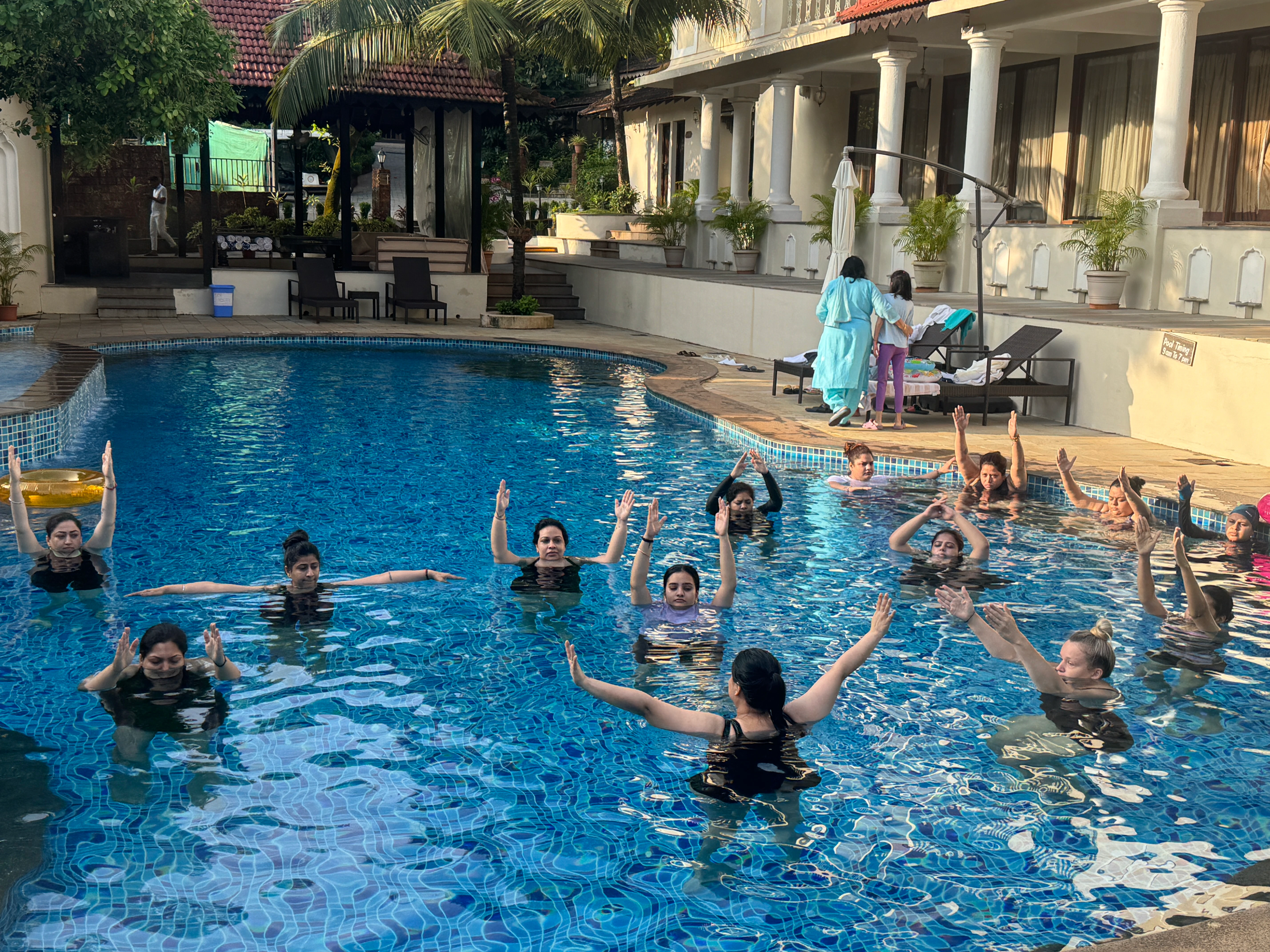 Aqua yoga as a team wellness experience